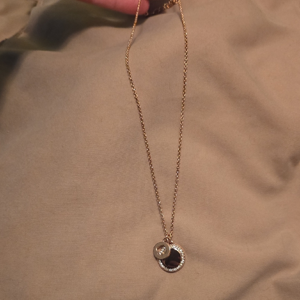 Kate Spade Rose Gold-Tone Double Pendant Necklace with Crystal Accent